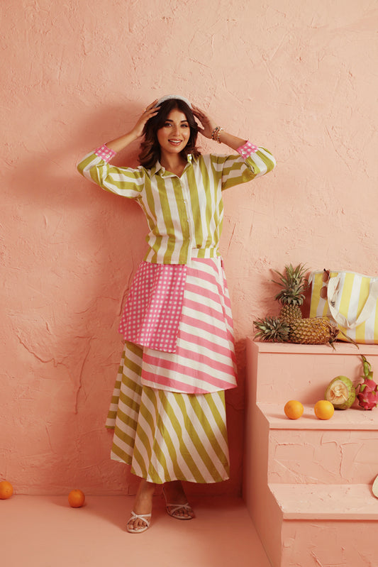 Lime Sorbet Mix Skirt Set