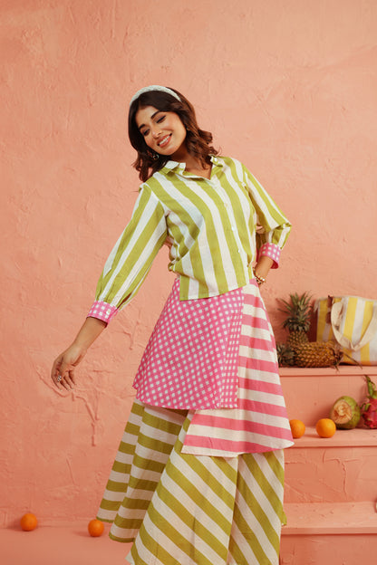 Lime Sorbet Mix Skirt Set