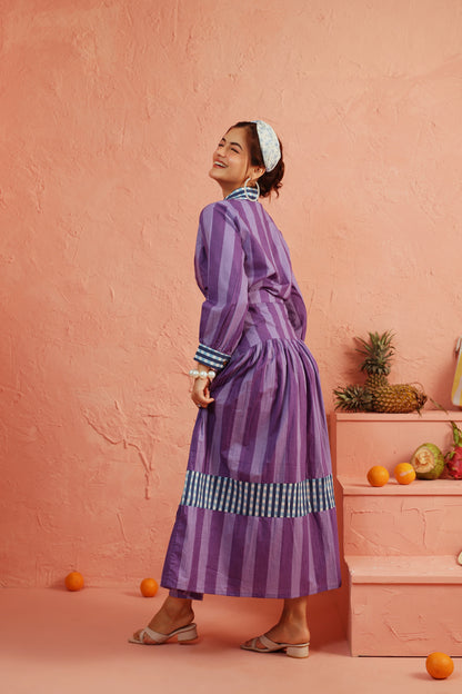 Royal Plum Stripe Skirt Set