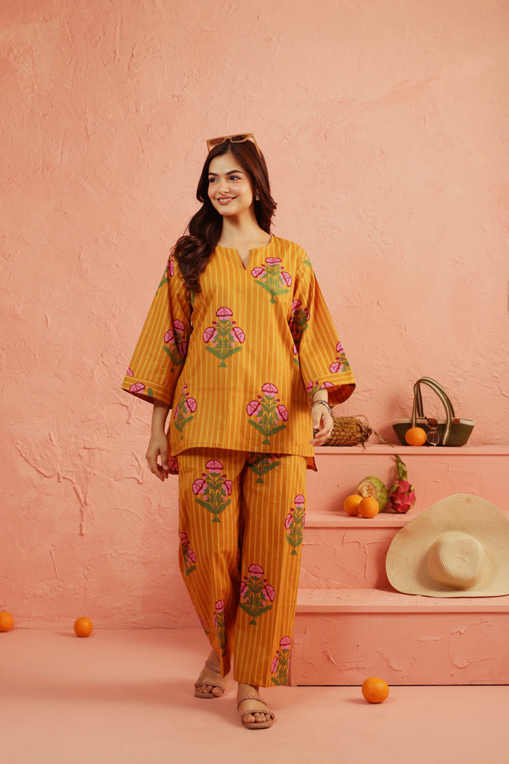 Golden Marigold Cotton Coord Set