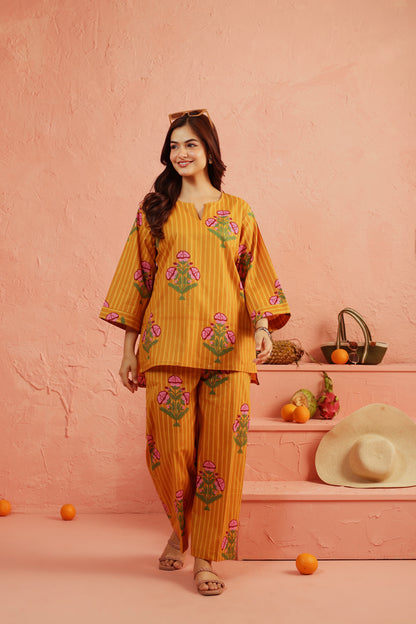 Golden Marigold Cotton Coord Set