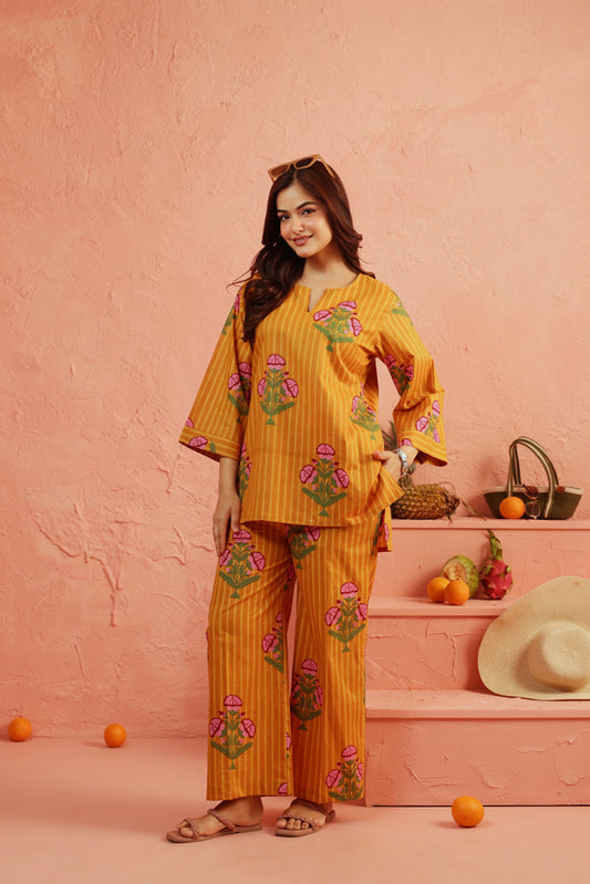 Golden Marigold Cotton Coord Set