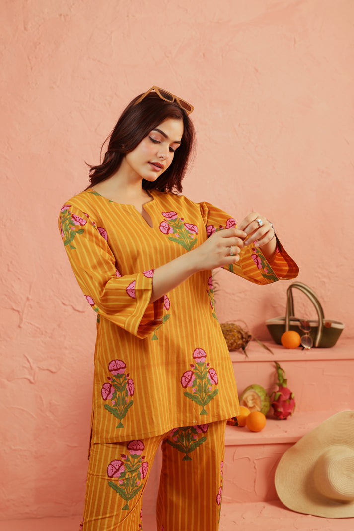 Golden Marigold Cotton Coord Set