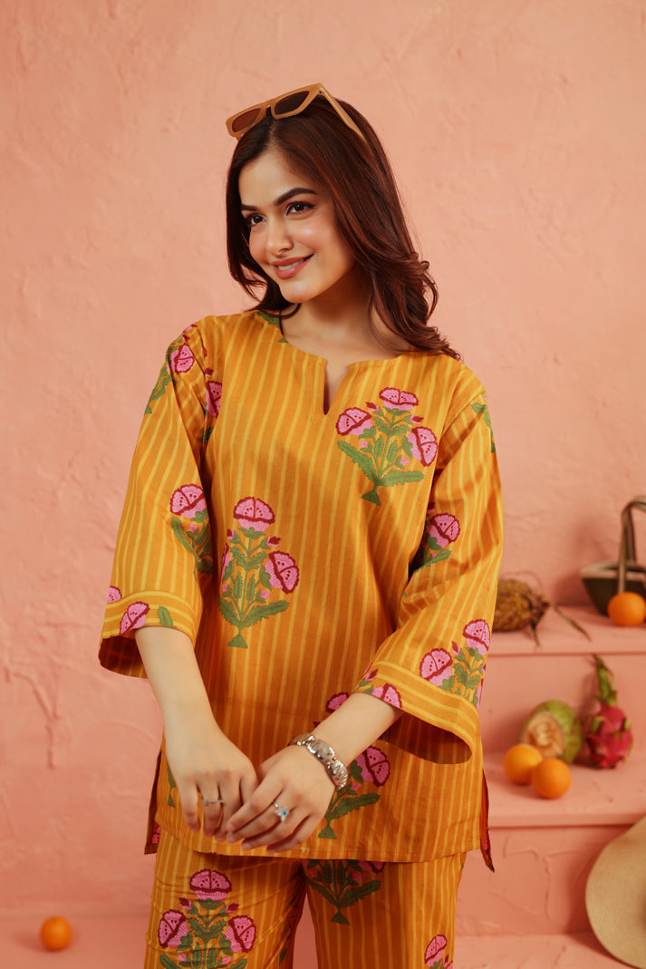 Golden Marigold Cotton Coord Set