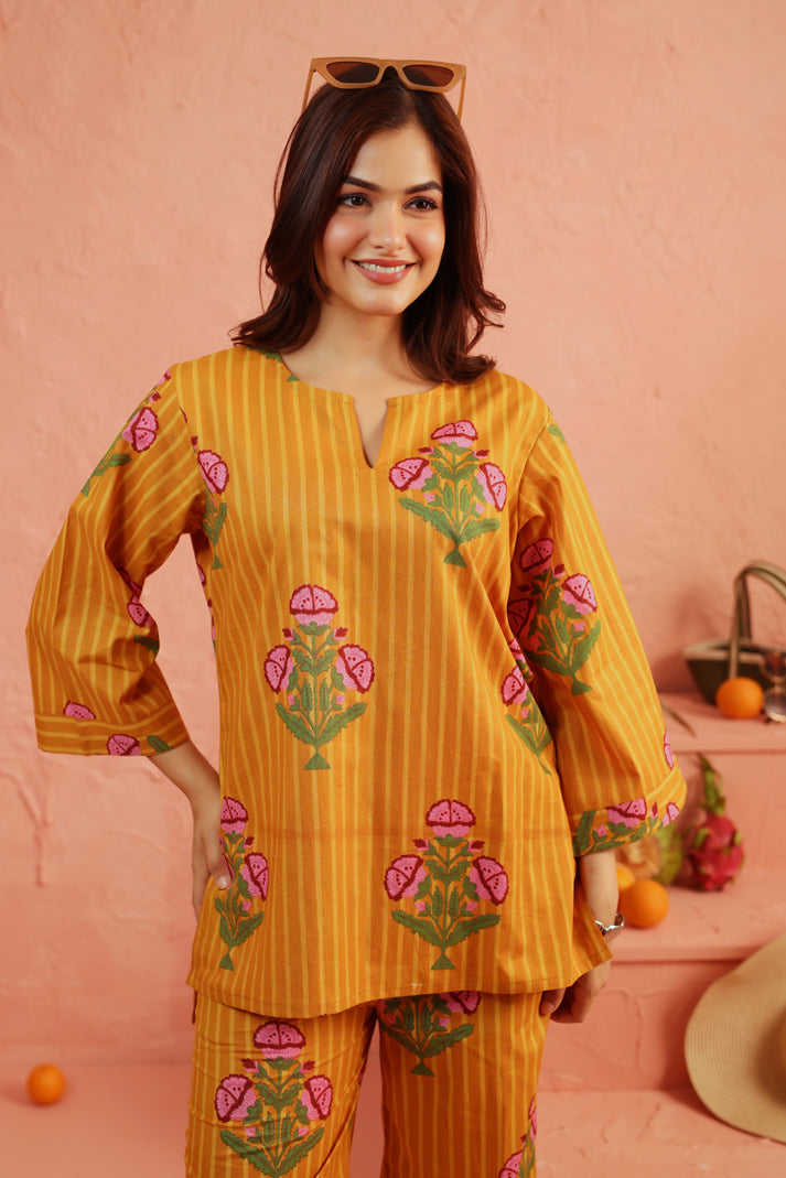 Golden Marigold Cotton Coord Set