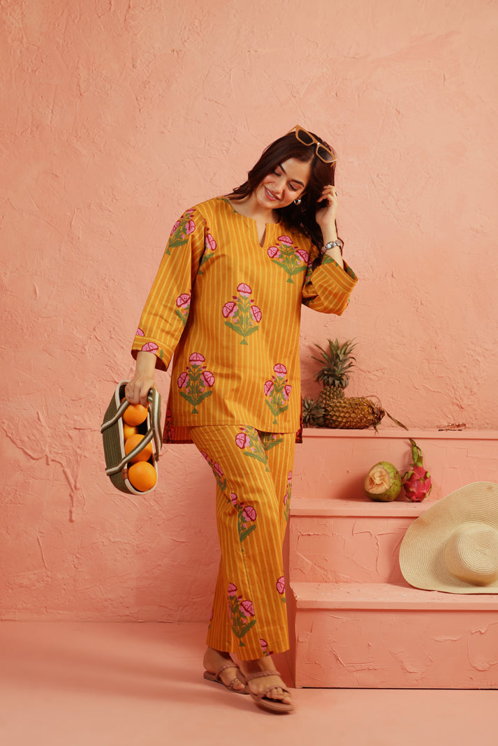 Golden Marigold Cotton Coord Set