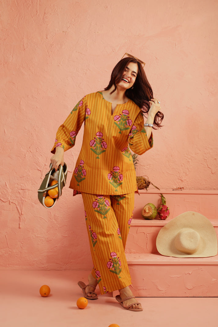 Golden Marigold Cotton Coord Set