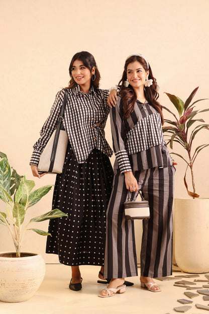 Midnight Charm Cotton Skirt Set