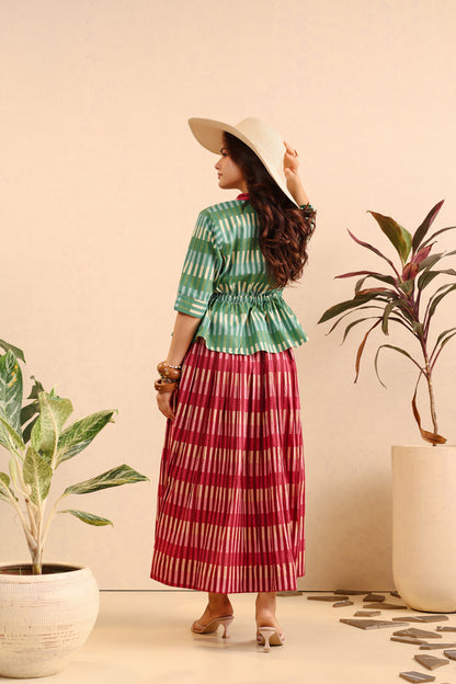 Emerald Rose Cotton Skirt Set