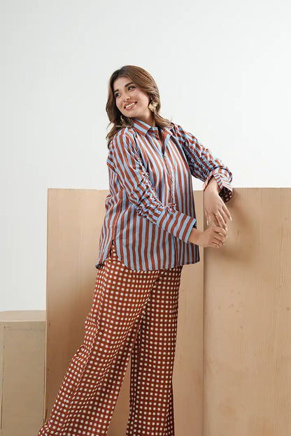 Cinnamon Contrast Cotton Coord Set