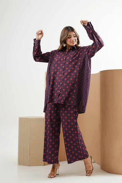 Mauve Muse Polka Co-Ord Set