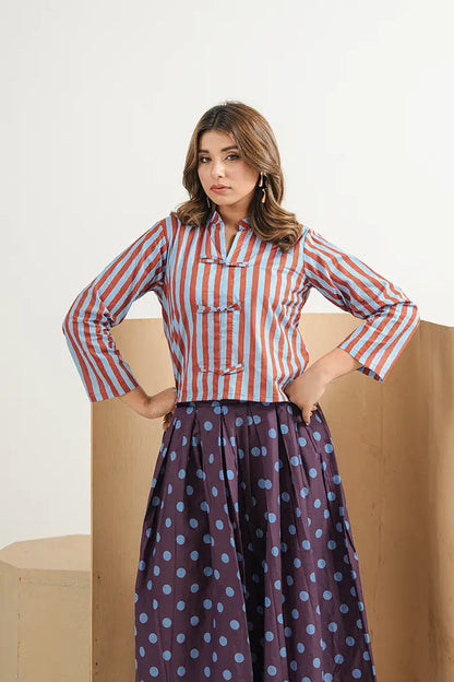 Sienna Stripe Cotton Skirt Set