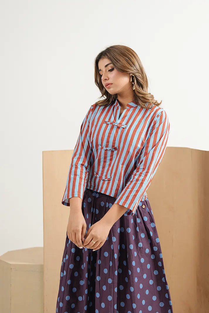 Sienna Stripe Cotton Skirt Set