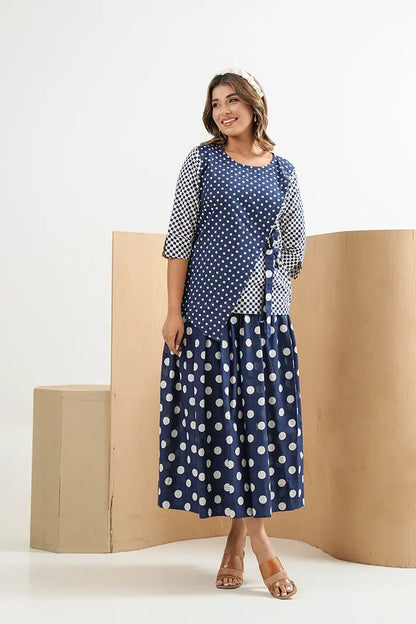 Noor Dot Cotton Skirt Set