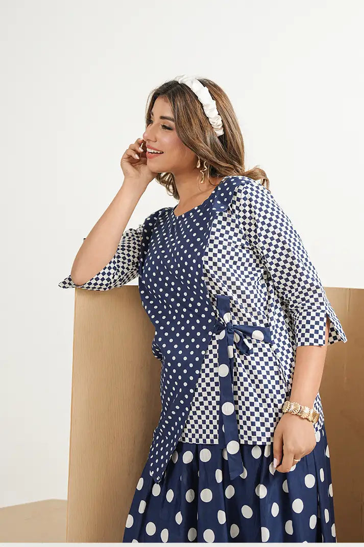 Noor Dot Cotton Skirt Set