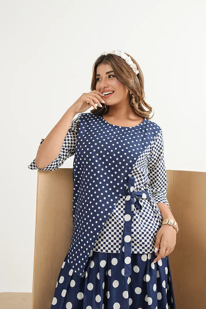 Noor Dot Cotton Skirt Set