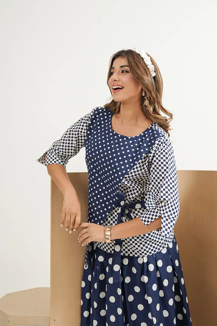 Noor Dot Cotton Skirt Set