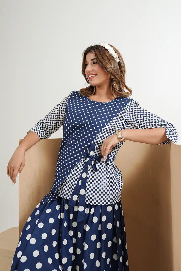 Noor Dot Cotton Skirt Set