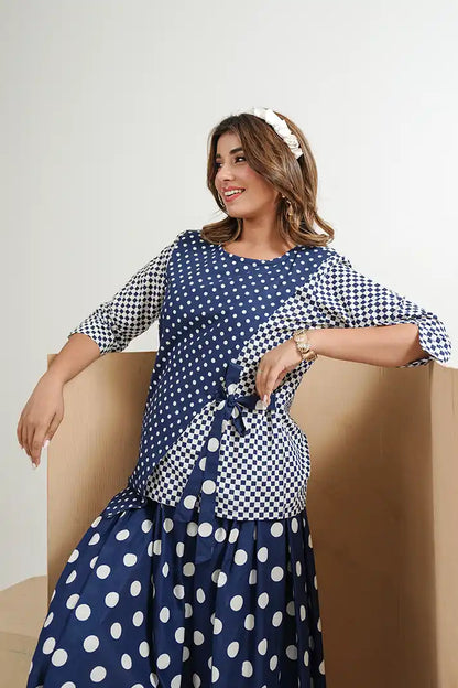 Noor Dot Cotton Skirt Set