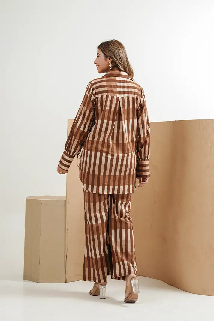 Toffee Stripe Cotton Co-Ord Set