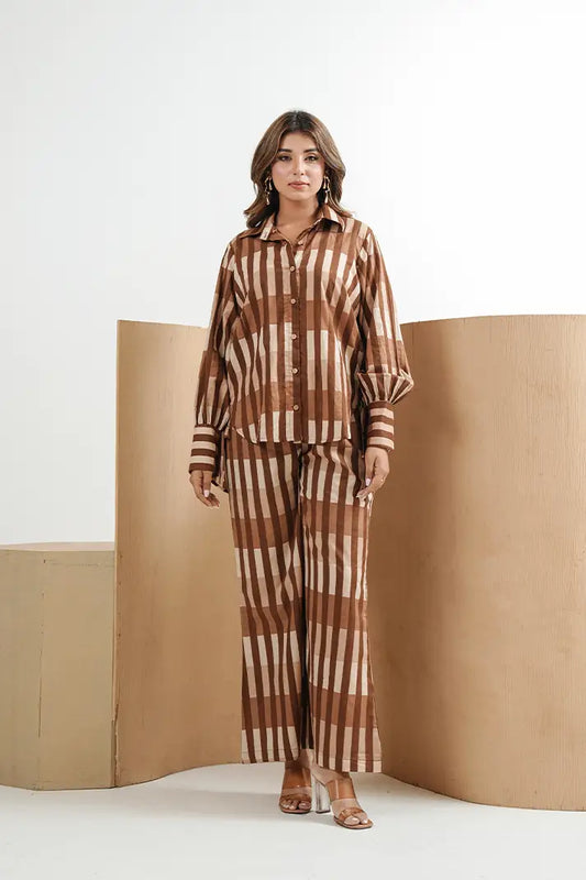 Toffee Stripe Cotton Co-Ord Set
