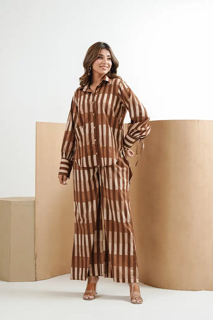Toffee Stripe Cotton Co-Ord Set