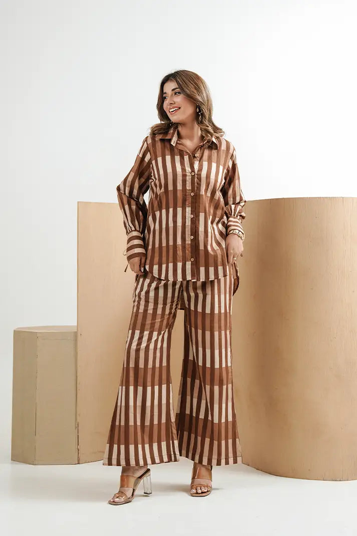 Toffee Stripe Cotton Co-Ord Set