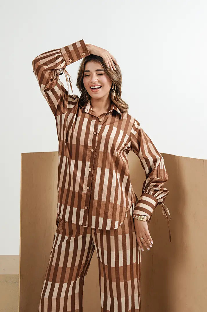 Toffee Stripe Cotton Co-Ord Set