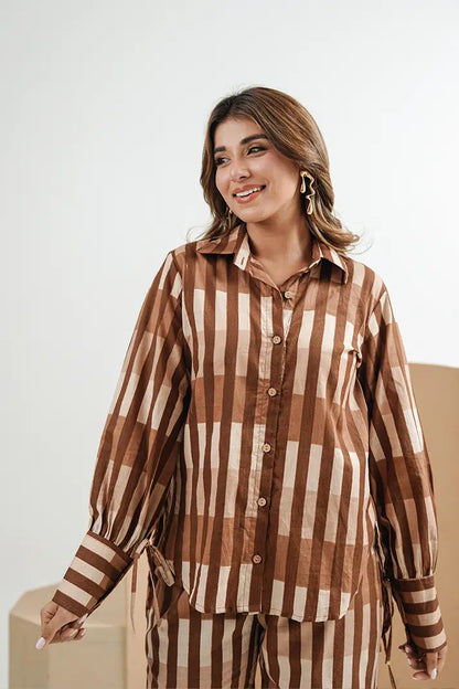Toffee Stripe Cotton Co-Ord Set