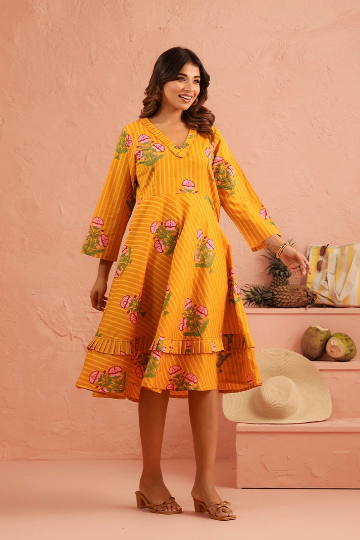 Sunshine Petals Cotton Dress