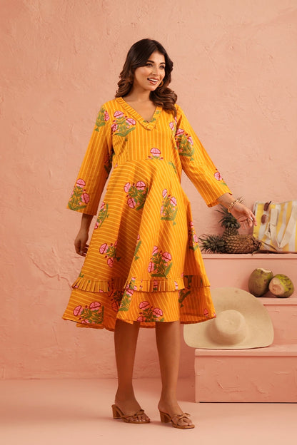 Sunshine Petals Cotton Dress