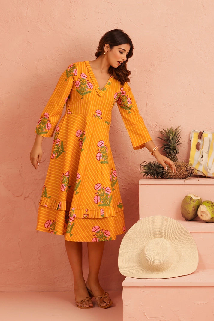 Sunshine Petals Cotton Dress