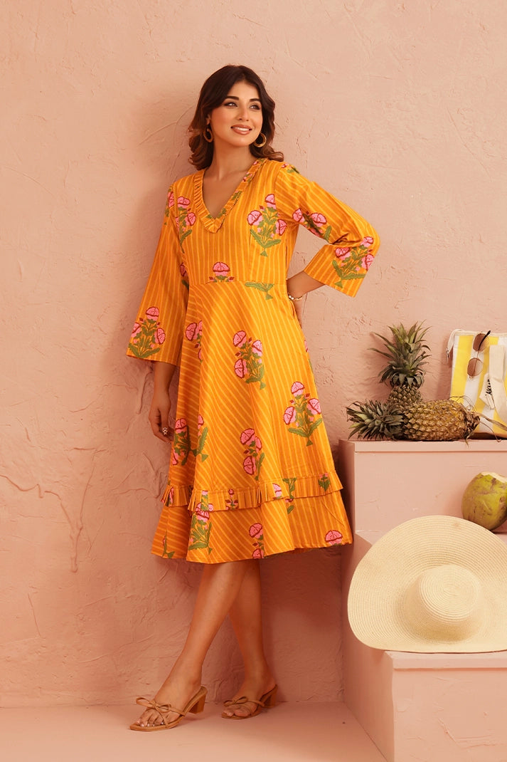 Sunshine Petals Cotton Dress
