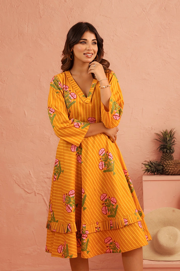 Sunshine Petals Cotton Dress