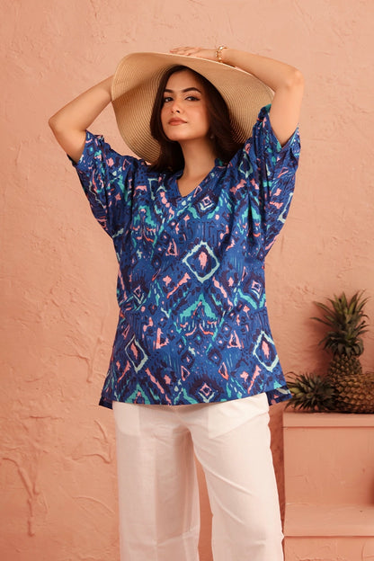 Azure Ikat Breeze Cotton Coord Set