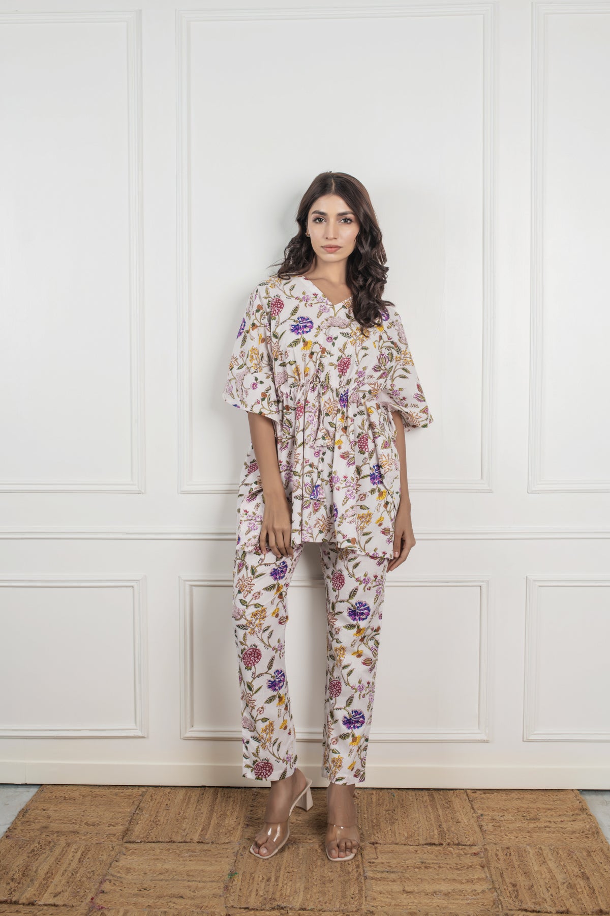 Coconut White Kaftan Pyjama Set