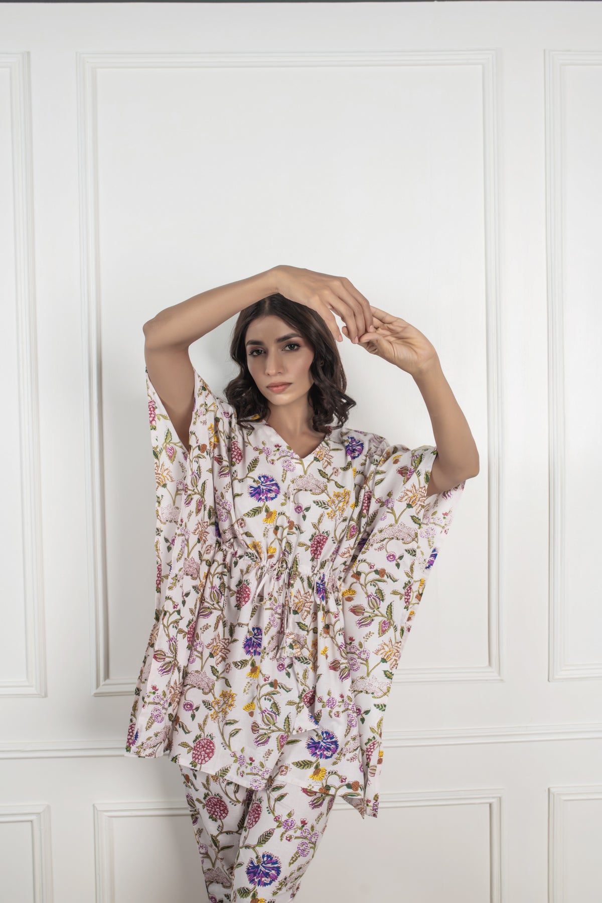 Coconut White Kaftan Pyjama Set