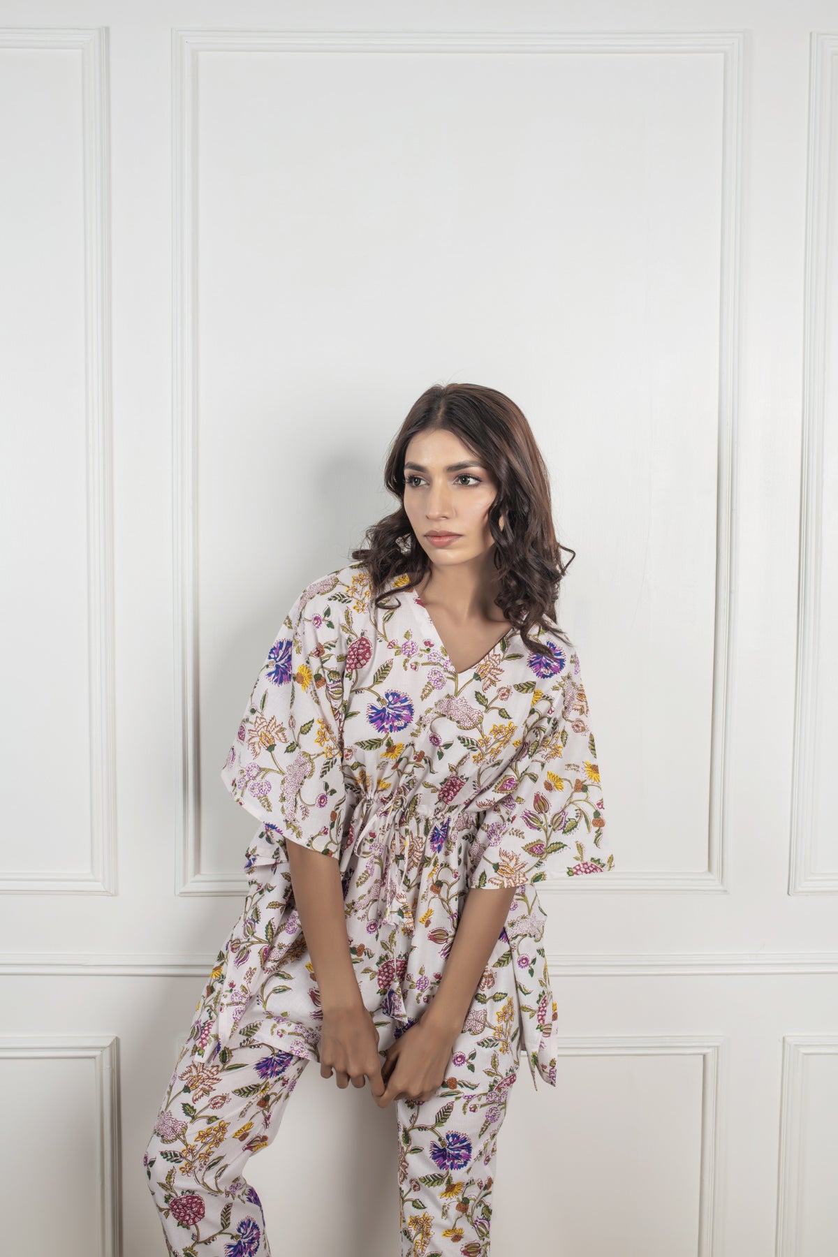 Coconut White Kaftan Pyjama Set