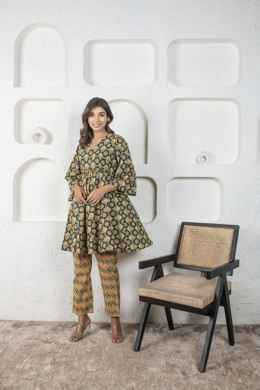 Celery Green Kaftan Pyjama Set