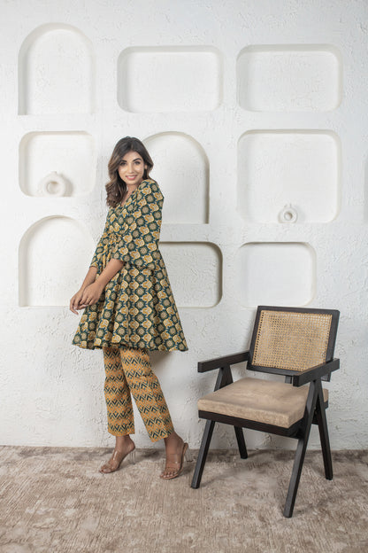 Celery Green Kaftan Pyjama Set