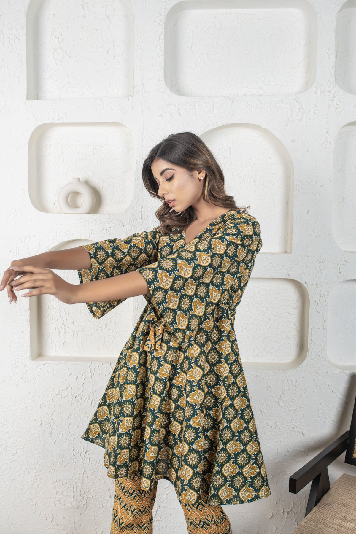 Celery Green Kaftan Pyjama Set