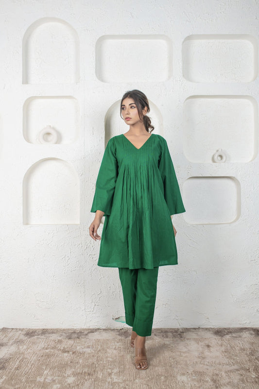 Bottle Green Cotton Coord Set