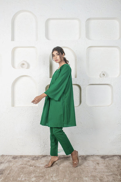 Bottle Green Cotton Coord Set