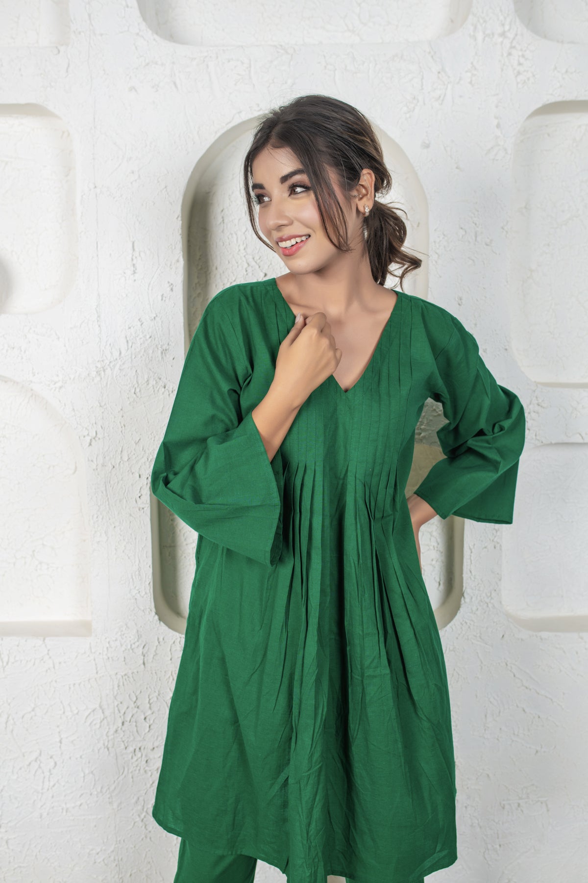 Bottle Green Cotton Coord Set