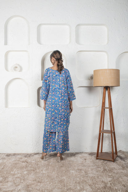 Steel Blue Cotton Coord Set
