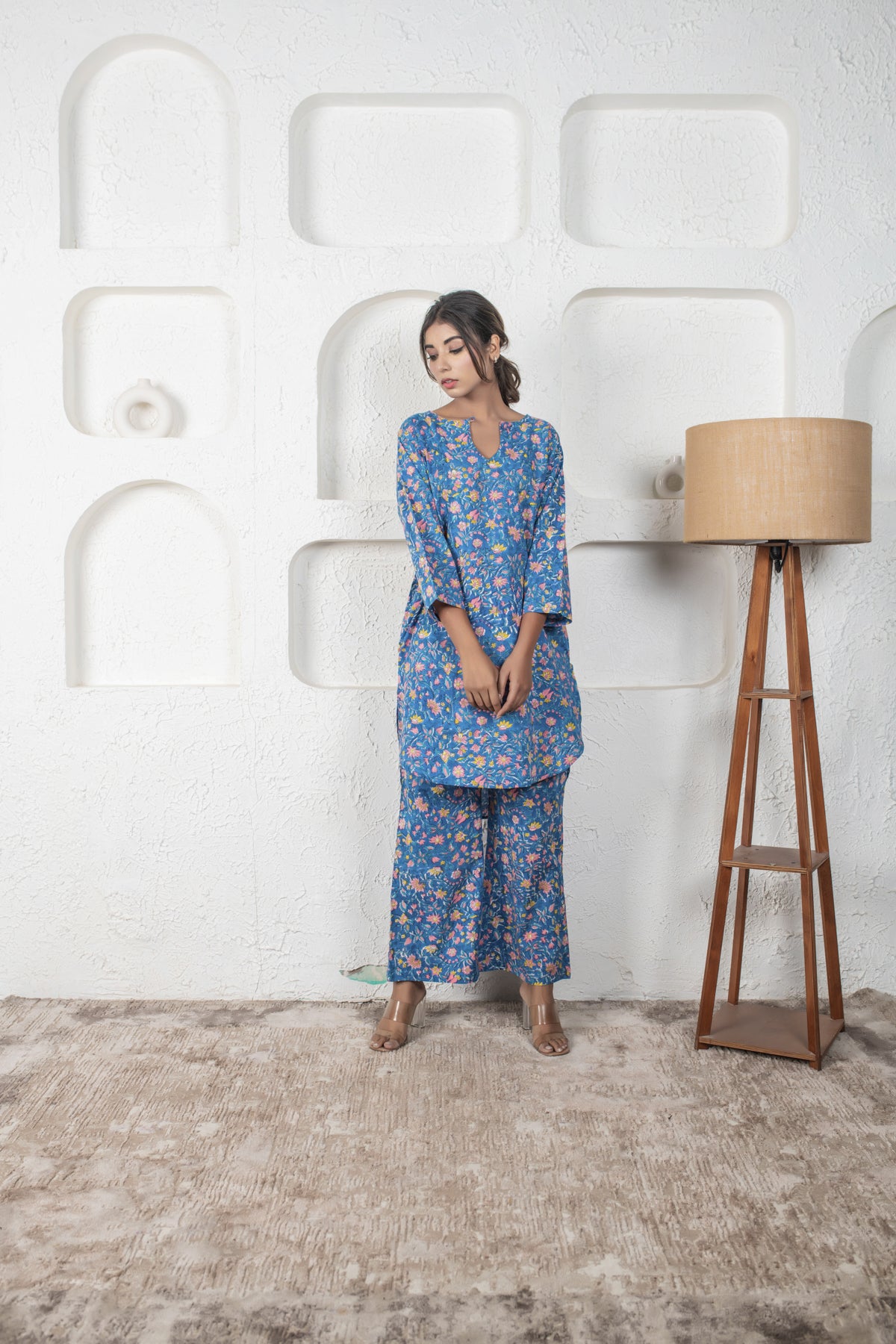 Steel Blue Cotton Coord Set