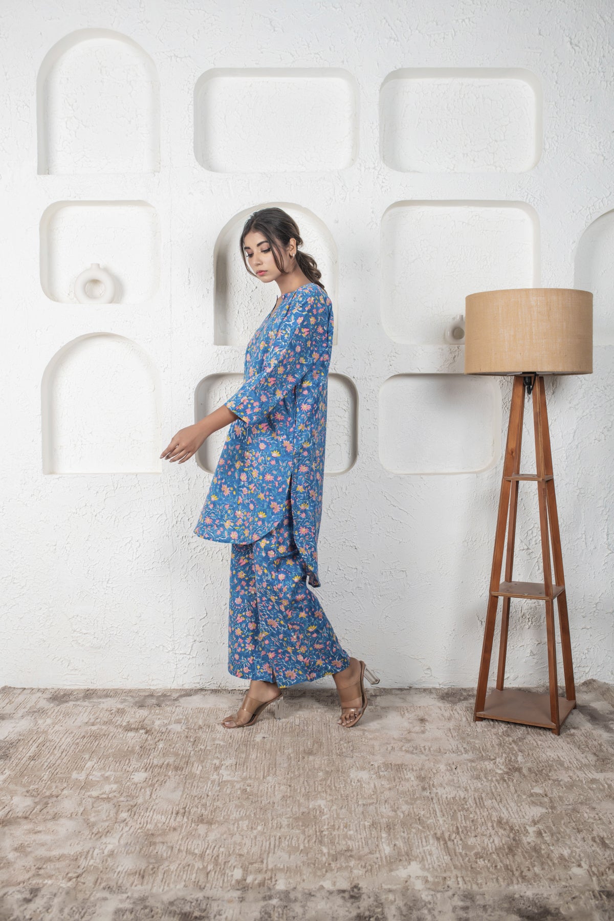 Steel Blue Cotton Coord Set