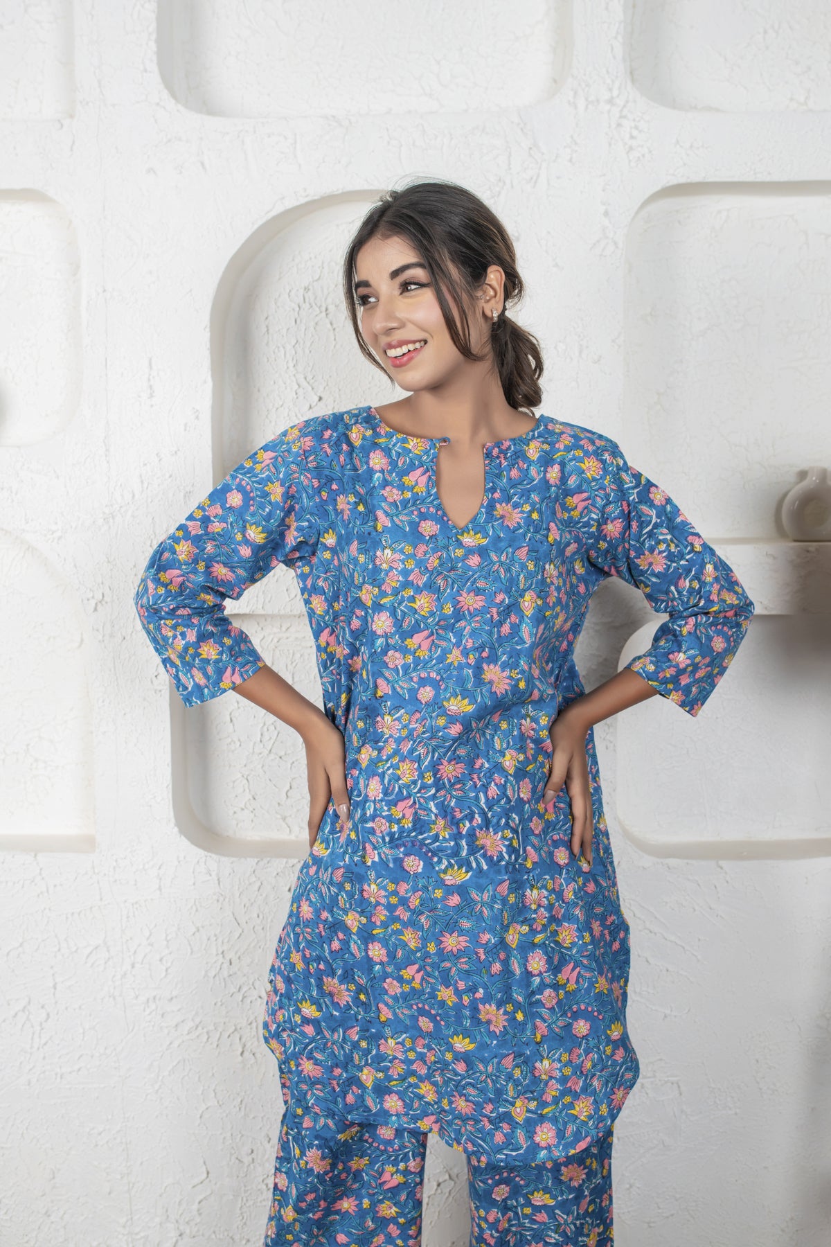 Steel Blue Cotton Coord Set