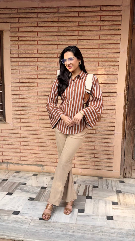 Taupe Brown Stripes Shirt