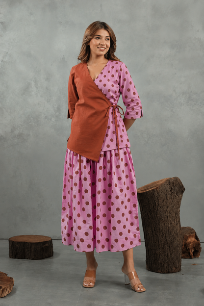 Rosewood Polka Cotton Skirt Set